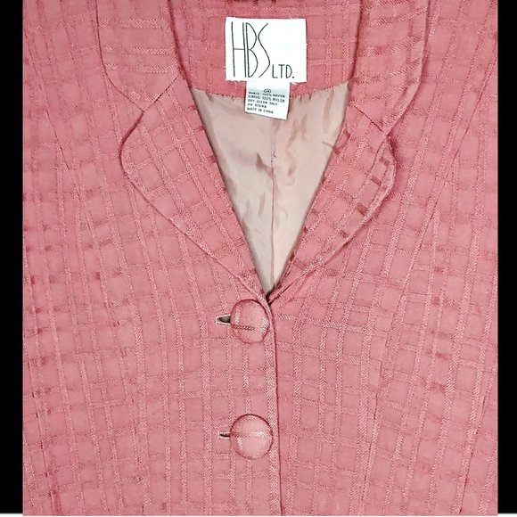 Vintage 90s HBS Ltd. Textured Spring Blazer, Size 14, Muted Rose - Picture 2 of 3